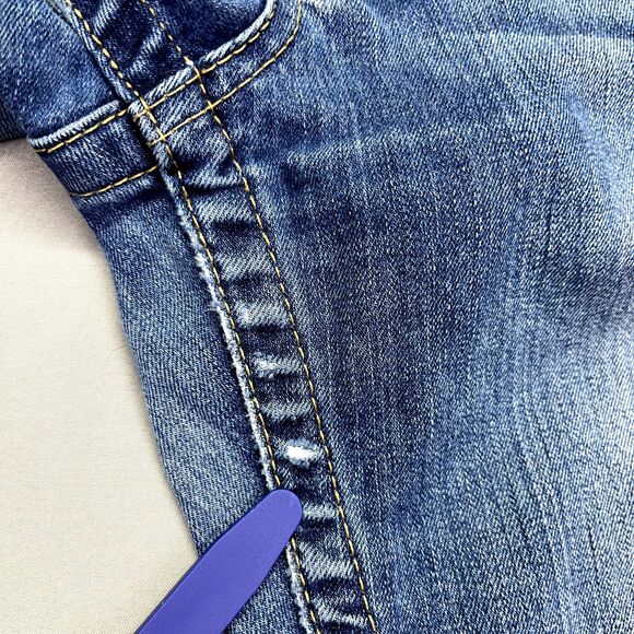 True Religion Jeans Womens 29 Blue Denim Flat‎ Front Pockets Slim Straight - Picture 11 of 16